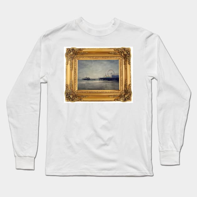 Vintage Santa Monica Pier framed Painting Long Sleeve T-Shirt by Christine aka stine1